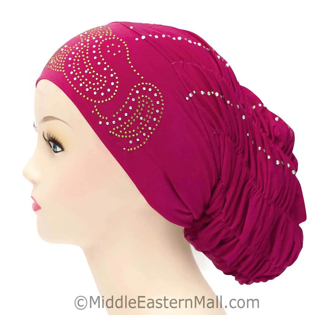 Royal Snood Ruched Hijab Caps Any stone design