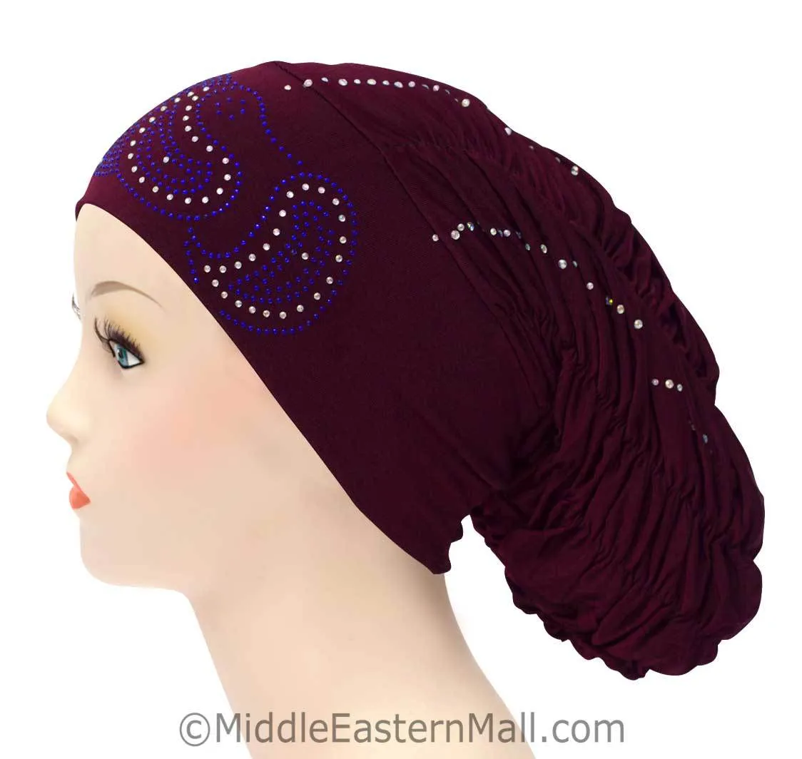 Royal Snood Ruched Hijab Caps Any stone design