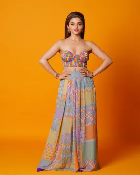 Rubina Dilaik in Nirmooha's Handcrafted Sequin Embroidered Bustier with Multi-Geo Gathered Maxi-Skirt with Handcrafted Sequin Belt from our Retro-Spection Collection