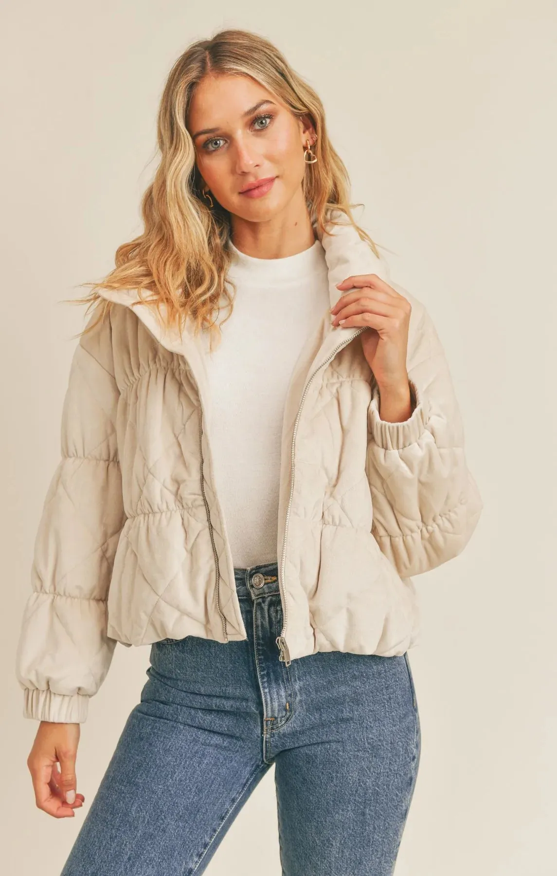 Sadie & Sage Cream Cosmic Quilted Coat