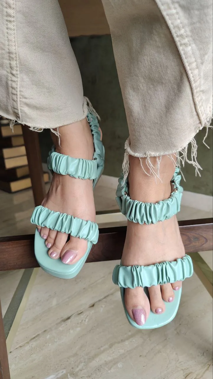 Sea Green Ruffled Wedges