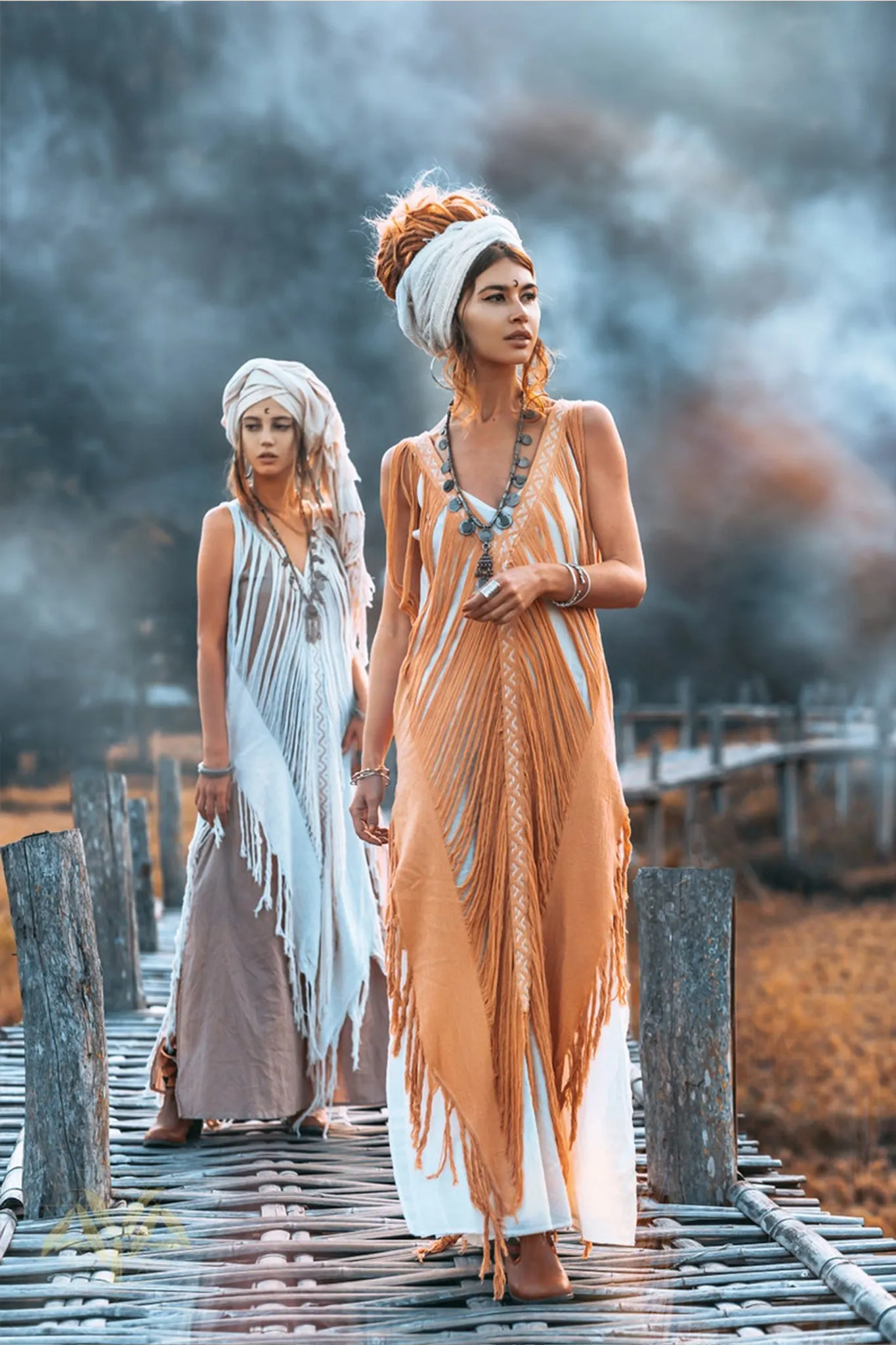 See Through Dress • Long Maxi Dress • Tribal Raw Cotton Cover-up