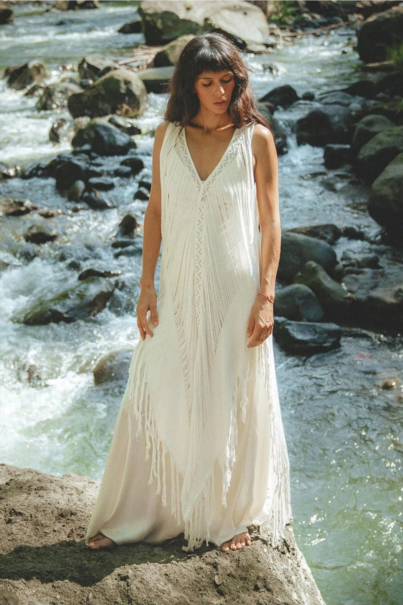 See Through Dress • Long Maxi Dress • Tribal Raw Cotton Cover-up