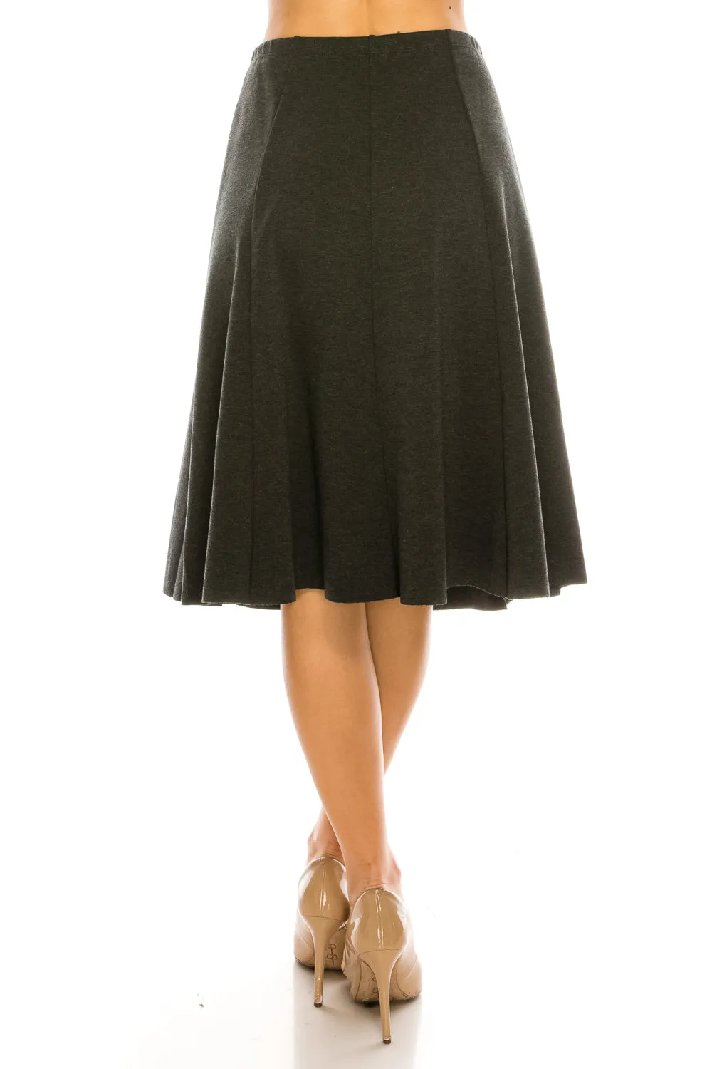 Seven Panel A-Line Below The Knee Midi Skirt