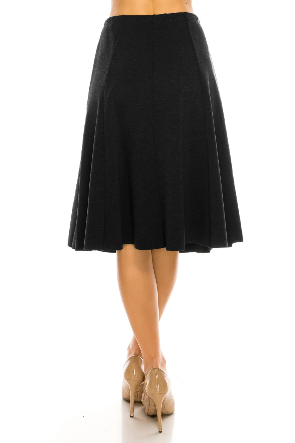 Seven Panel A-Line Below The Knee Midi Skirt