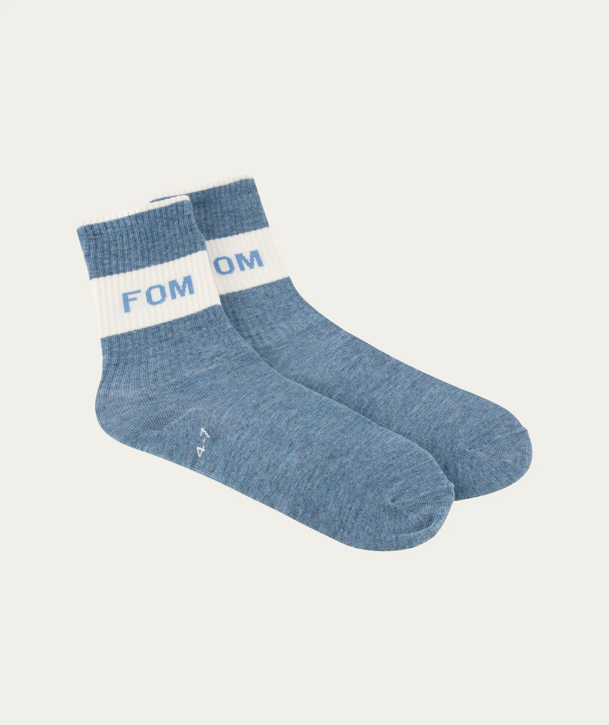 Socks Crew Twin Pack - Cream & Sky Blue Stripe (Size 4-7)