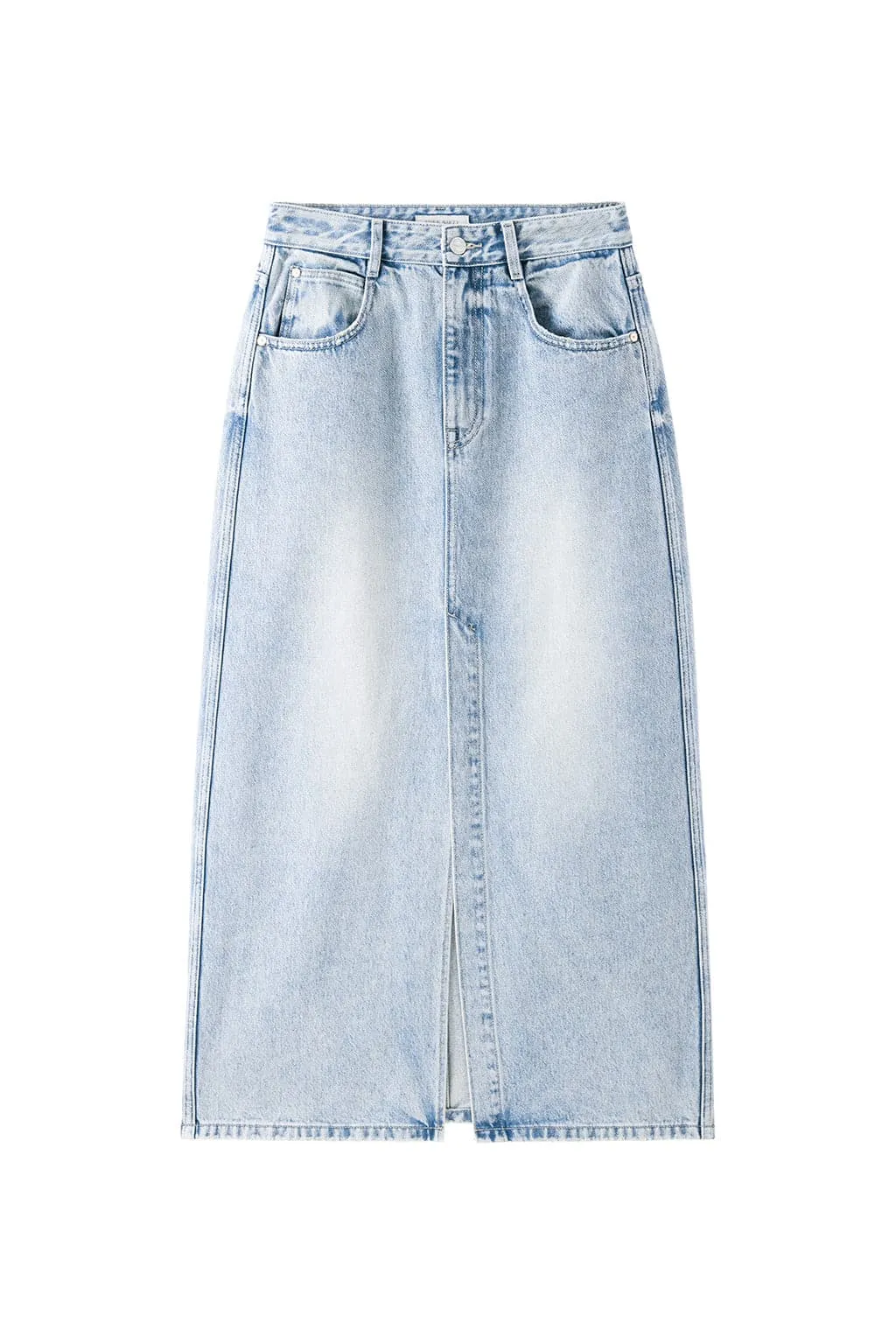 Split-Hem Denim Maxi Skirt