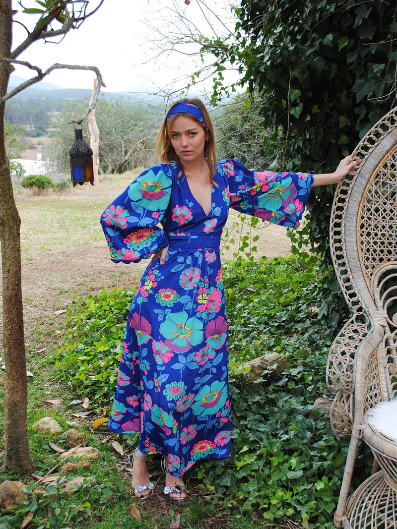 Stardust Margo Dress-Electric Blue Flower