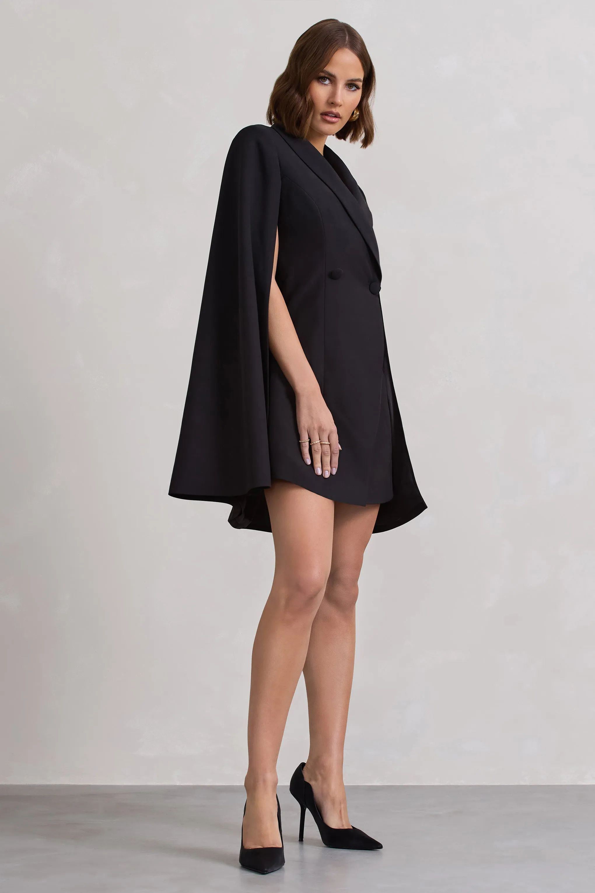 Suri | Black Tailored Cape Blazer Dress