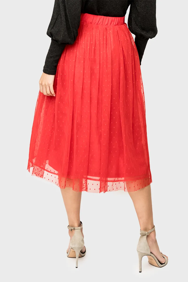 Swiss Dot Layered Midi Skirt