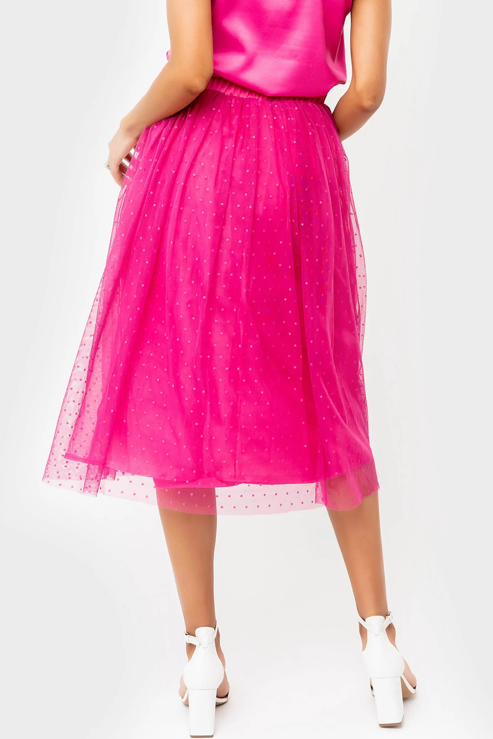 Swiss Dot Layered Midi Skirt