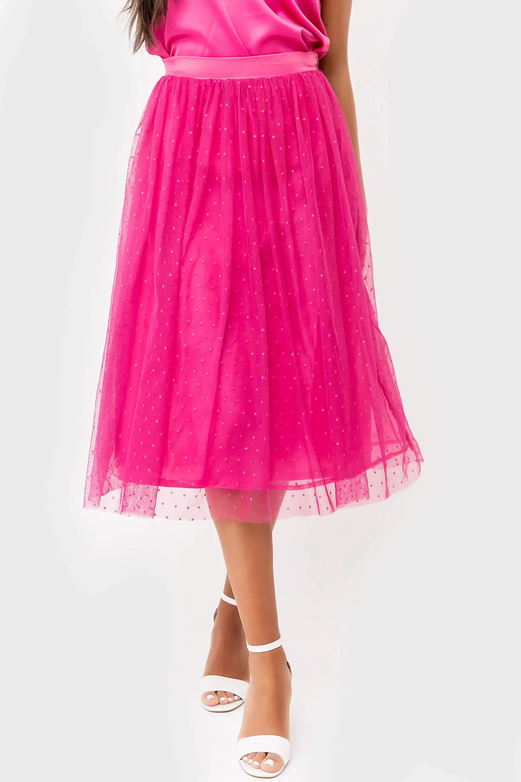 Swiss Dot Layered Midi Skirt