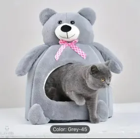 Teddy Bear Cat Bed Cave