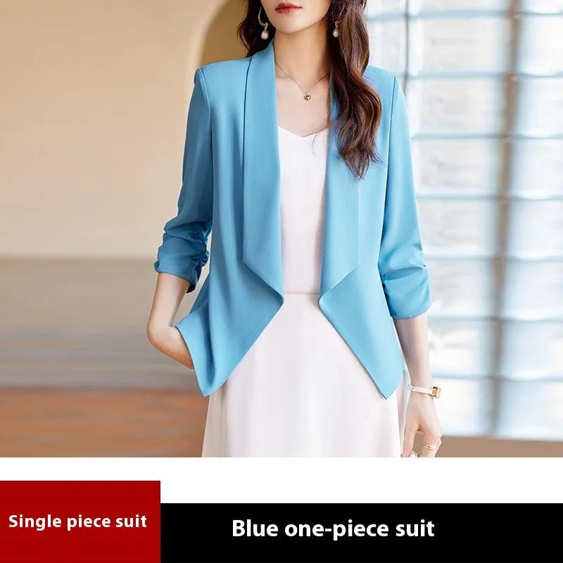 Thin Casual 34 Sleeve Short Suit Top