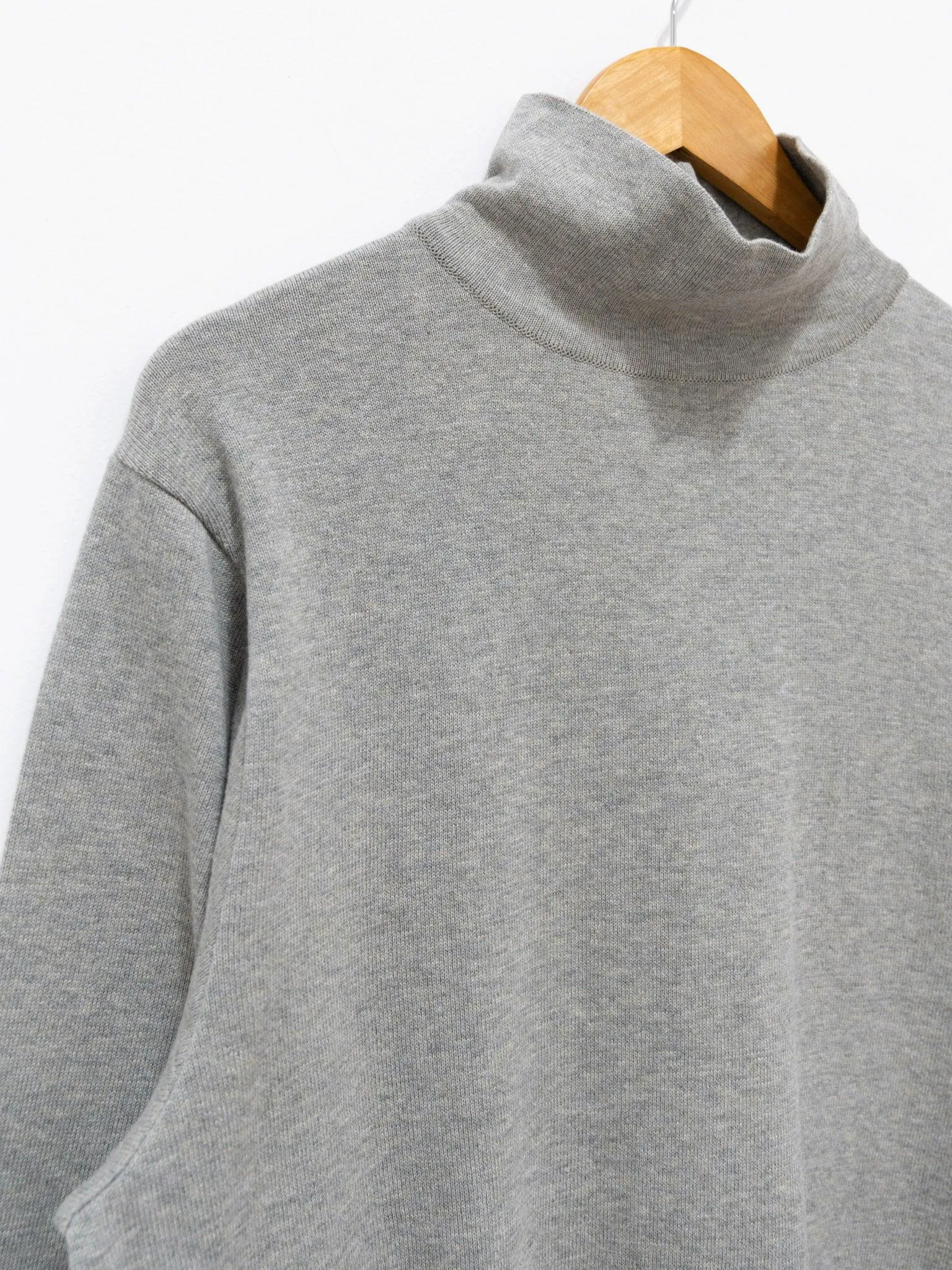 Turtleneck Knit T-Shirt - Light Gray