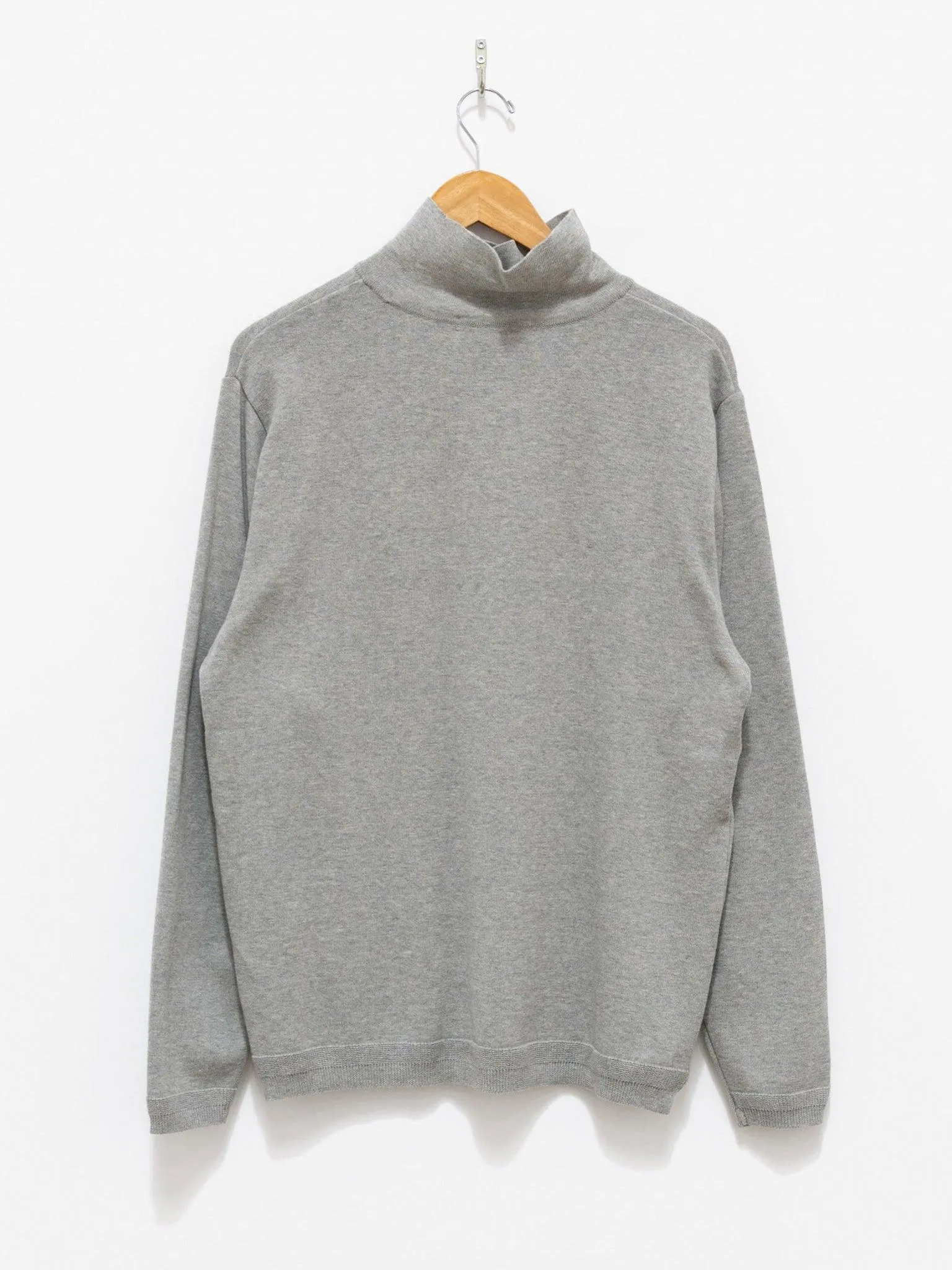 Turtleneck Knit T-Shirt - Light Gray