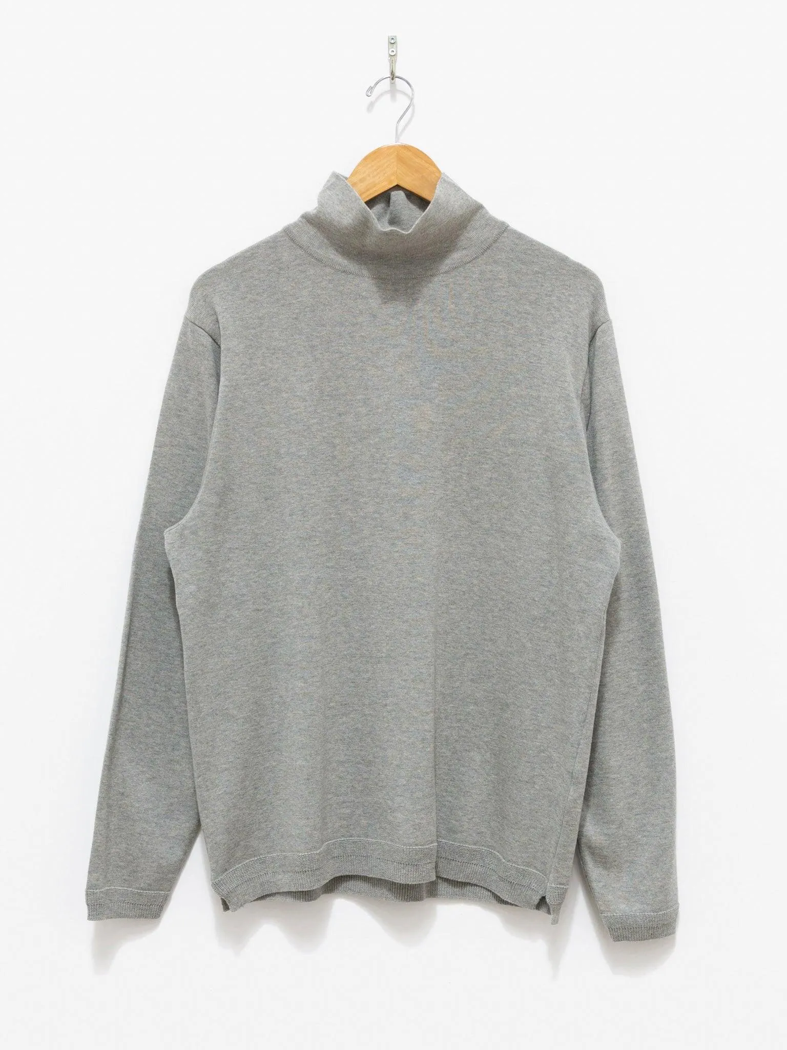 Turtleneck Knit T-Shirt - Light Gray