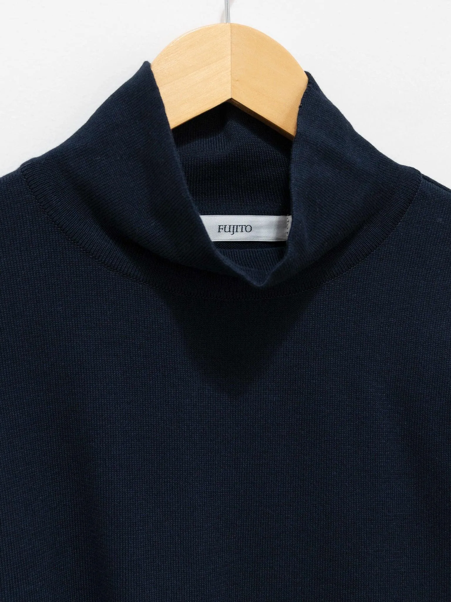 Turtleneck Knit T-Shirt - Navy