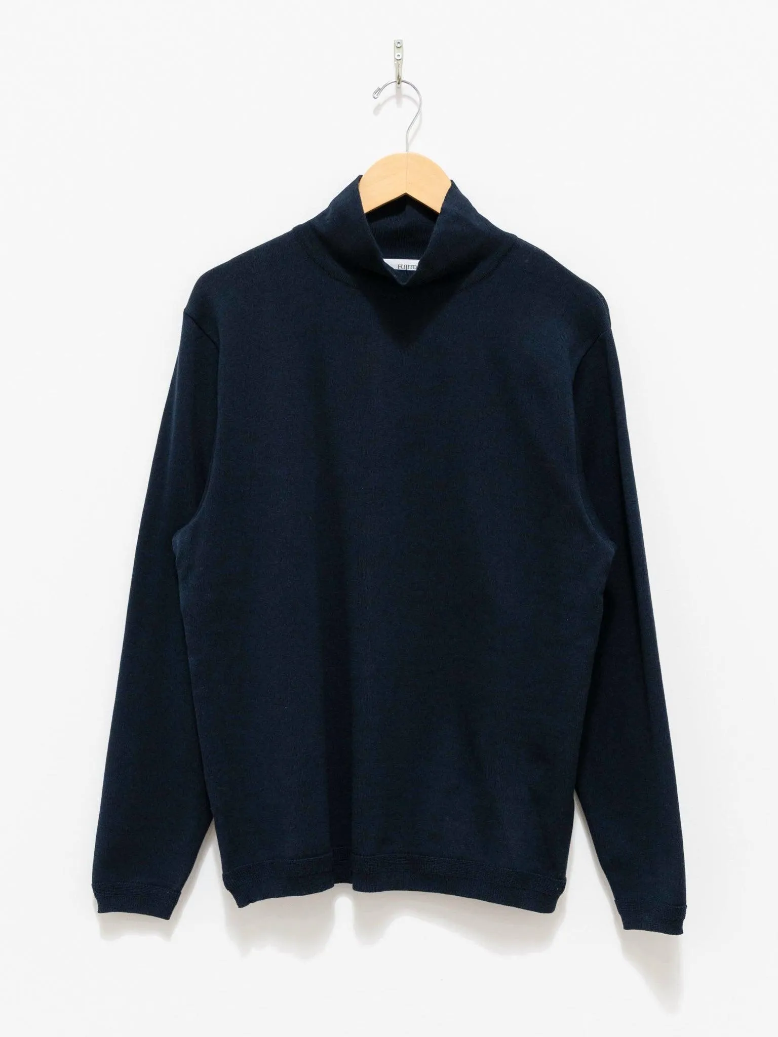 Turtleneck Knit T-Shirt - Navy