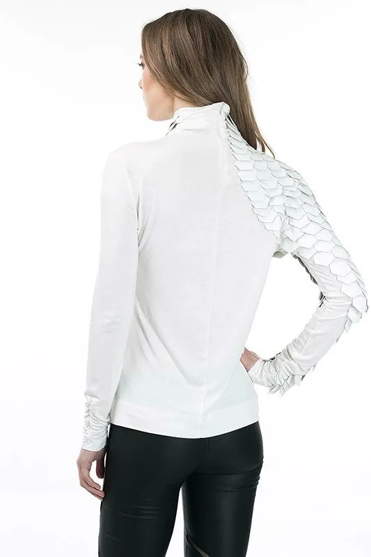 Turtleneck W/ Faux Leather and Mesh