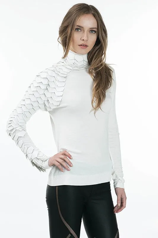 Turtleneck W/ Faux Leather and Mesh