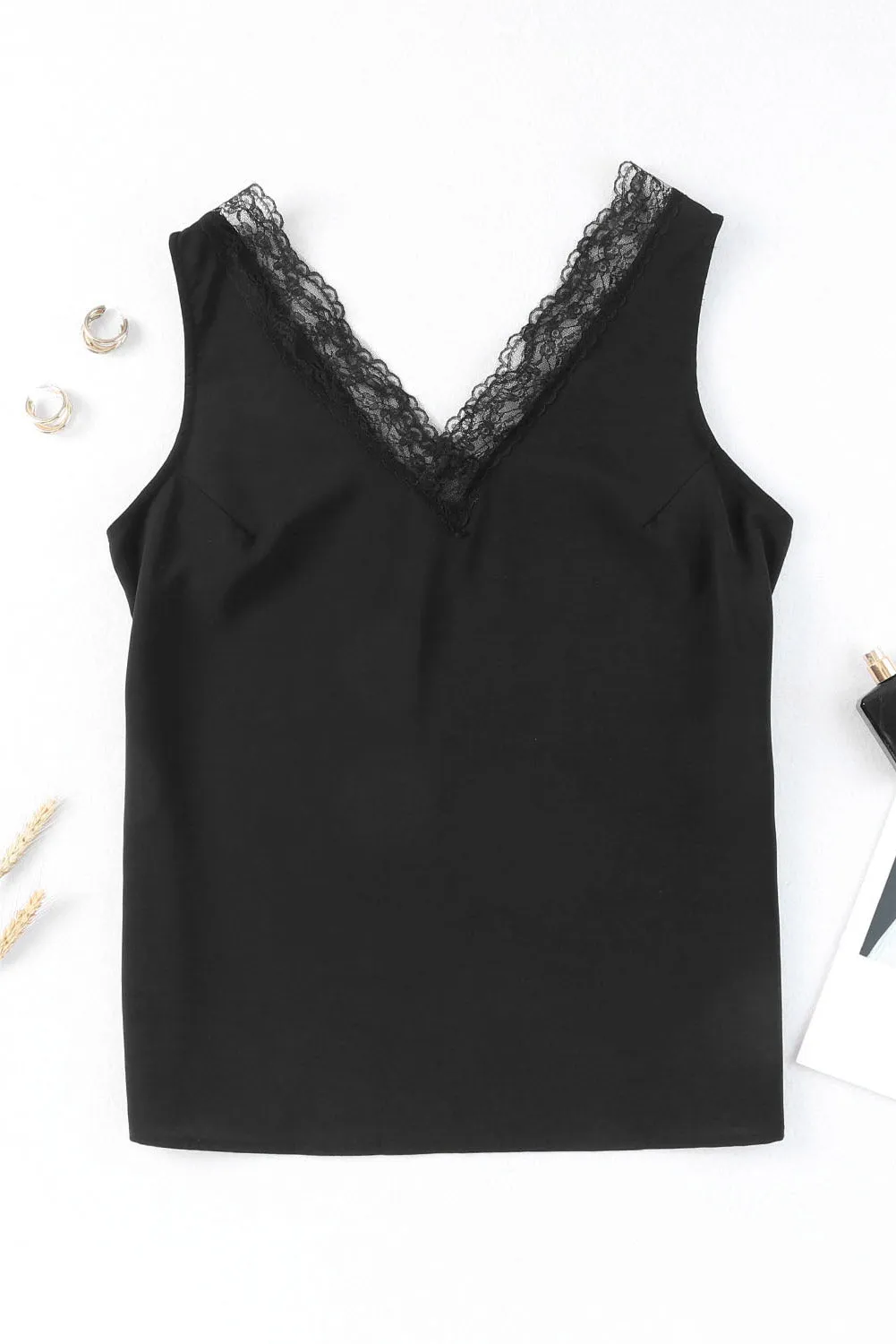 V Neck Lace Splicing Casual Open Back Sleeveless Shirt | Sexy, Breezy, and Damn Stylish 😏💖