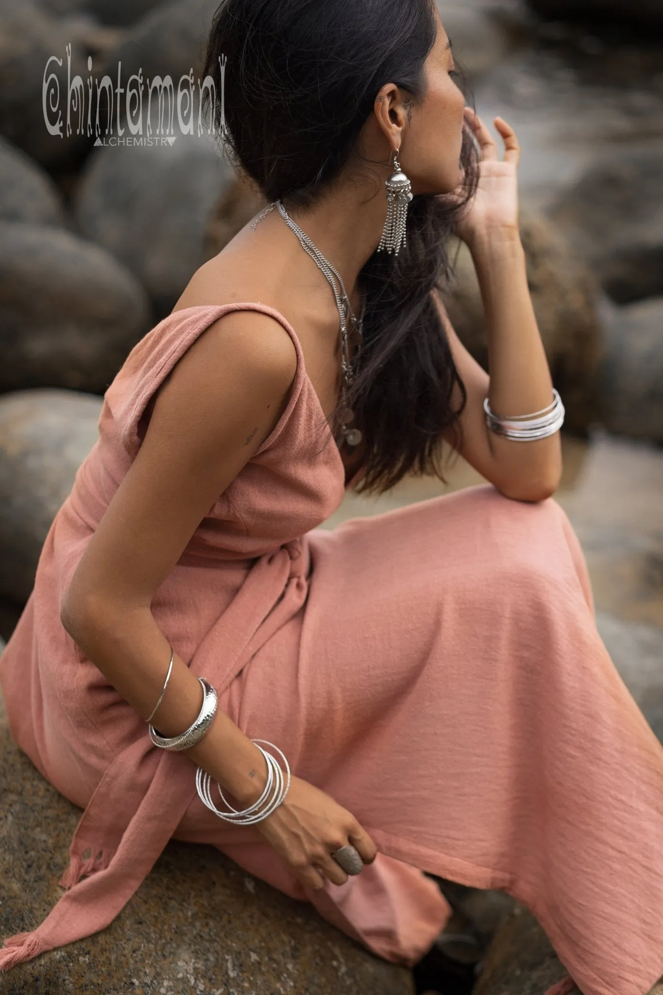 V-neck Maxi Dress / Coral Rose