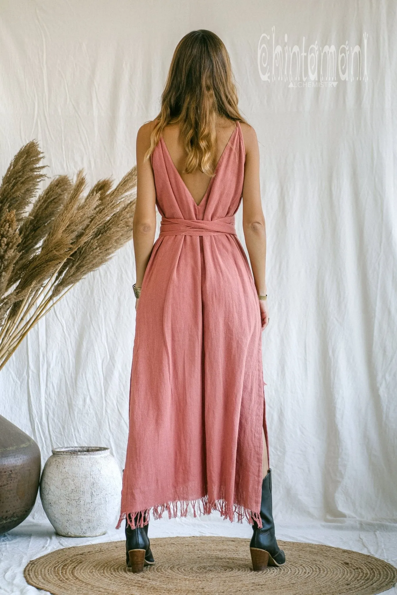 V-neck Maxi Dress / Coral Rose