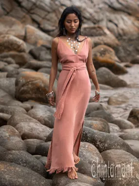 V-neck Maxi Dress / Coral Rose