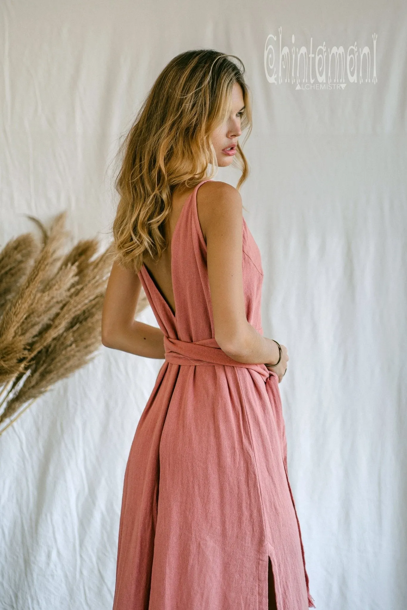 V-neck Maxi Dress / Coral Rose