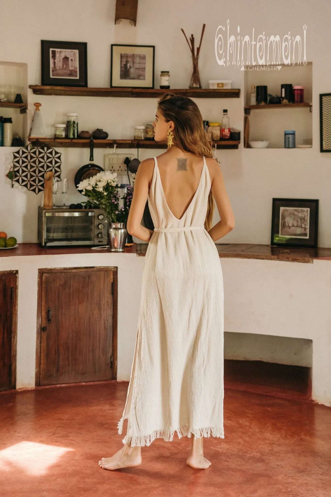 V-neck Maxi Dress / Off White