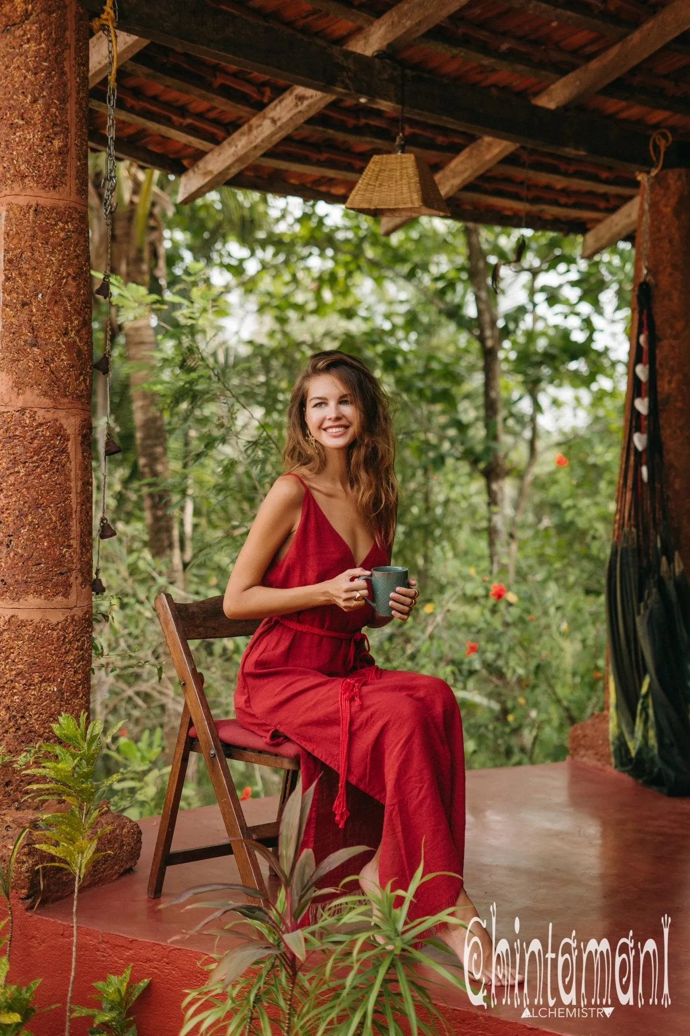 V-neck Maxi Dress / Red Ochre