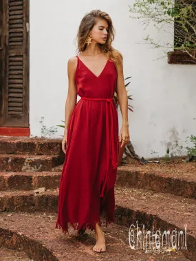 V-neck Maxi Dress / Red Ochre