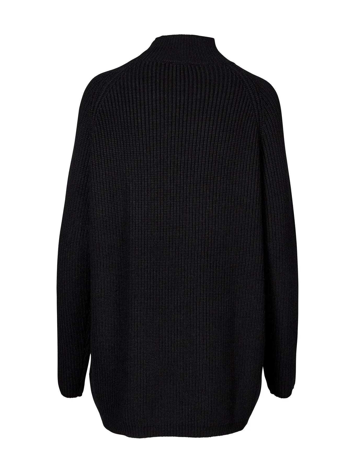 Venja Ribbed Mock Neck Sweater with Zipper - Black