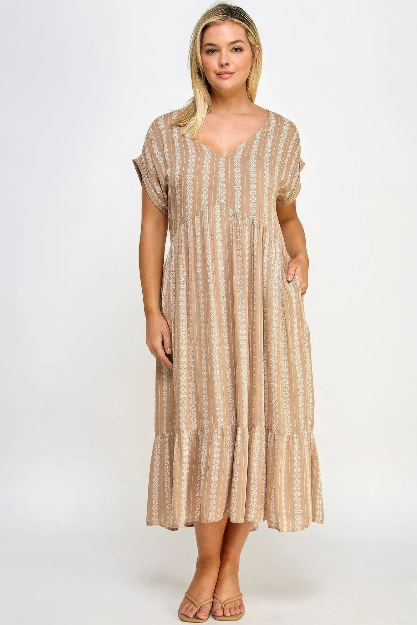 Voluptuous ( ) Boho Maxi Dress W/ Slip for Plus Size Women