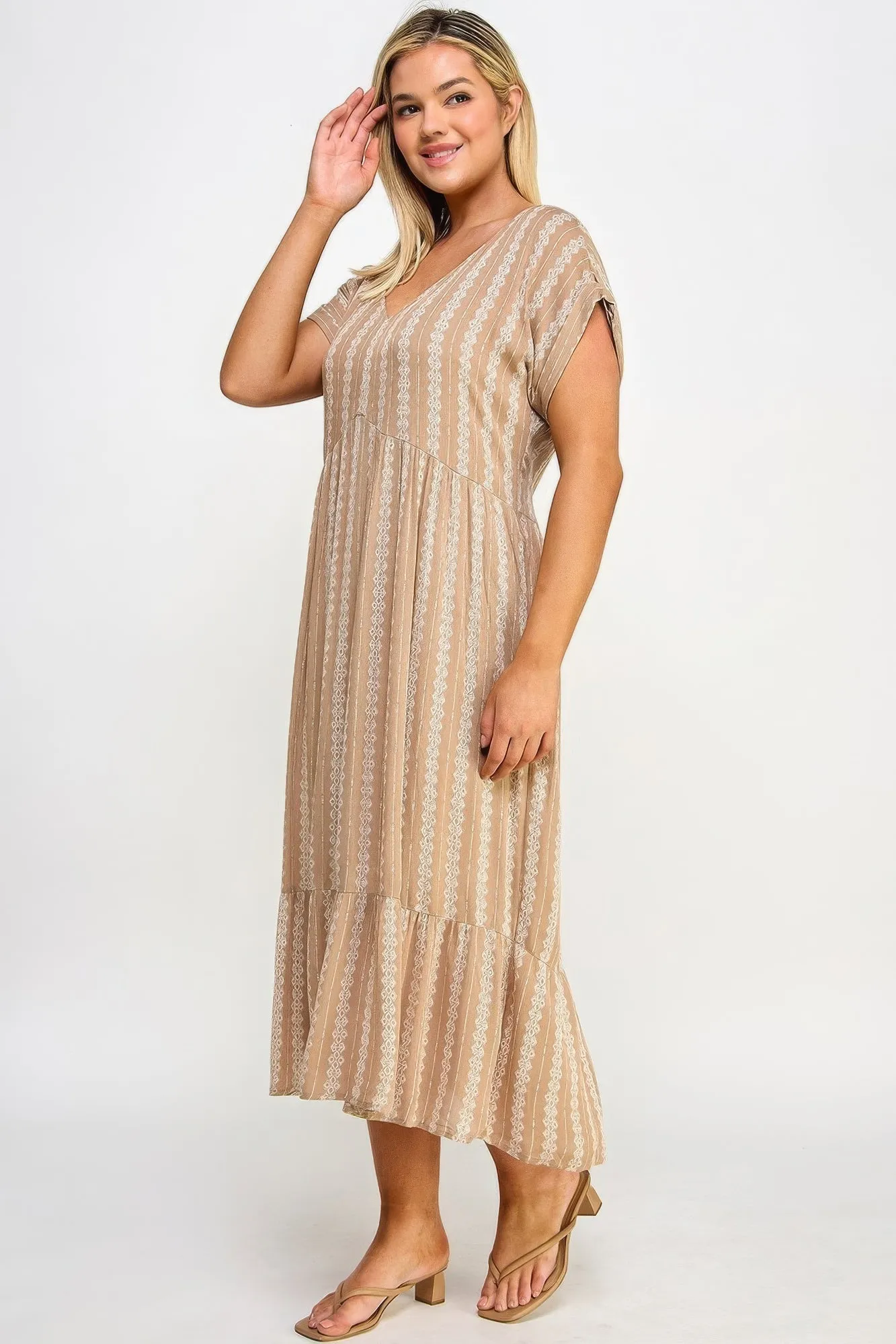 Voluptuous ( ) Boho Maxi Dress W/ Slip for Plus Size Women