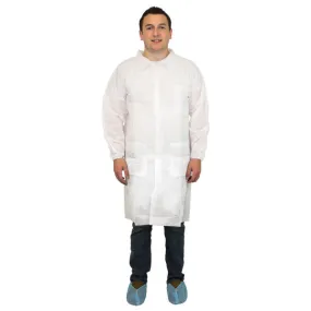 White Polypropylene Disposable Lab Coats - Case of 30