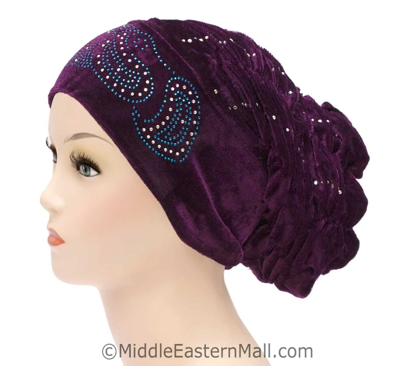 Wholesale set of 3 Velvet Royal Snood Caps in 2 different colors