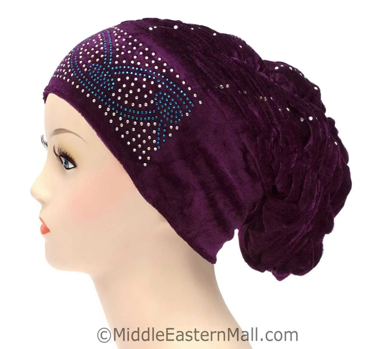 Wholesale set of 3 Velvet Royal Snood Caps in 2 different colors