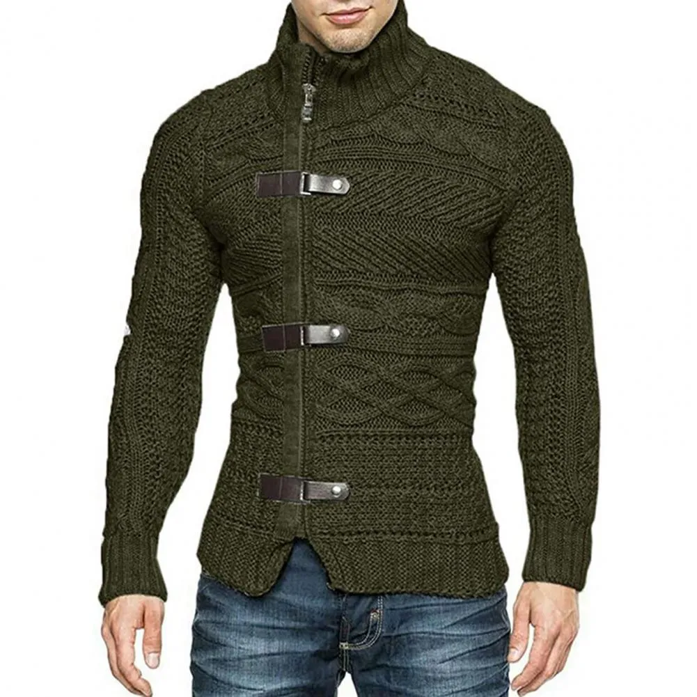 Wjczt Men  Winter Outfits  Men's Sweaters Stretchy Stylish Acrylic Fiber Loose Sweater Coat Causal-Solid Color Slim Fit Turtleneck Pullovers Sweater