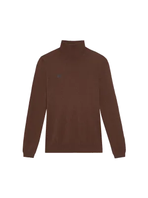 Women's Recycled Cashmere Fitted Turtleneck Top—chestnut brown