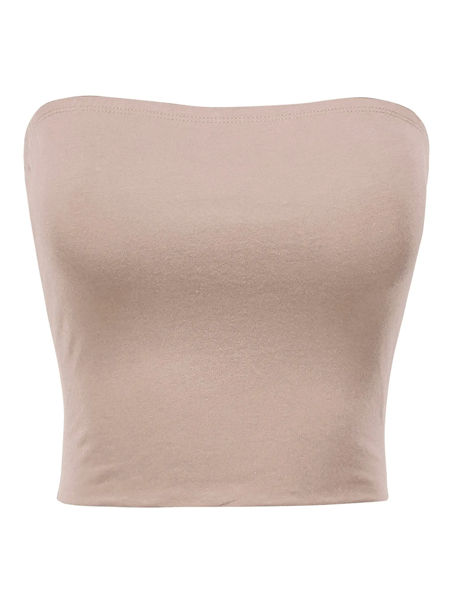 Women's Strapless Bandeau Double Layered Basic Casual Tube Top (FWT1002)