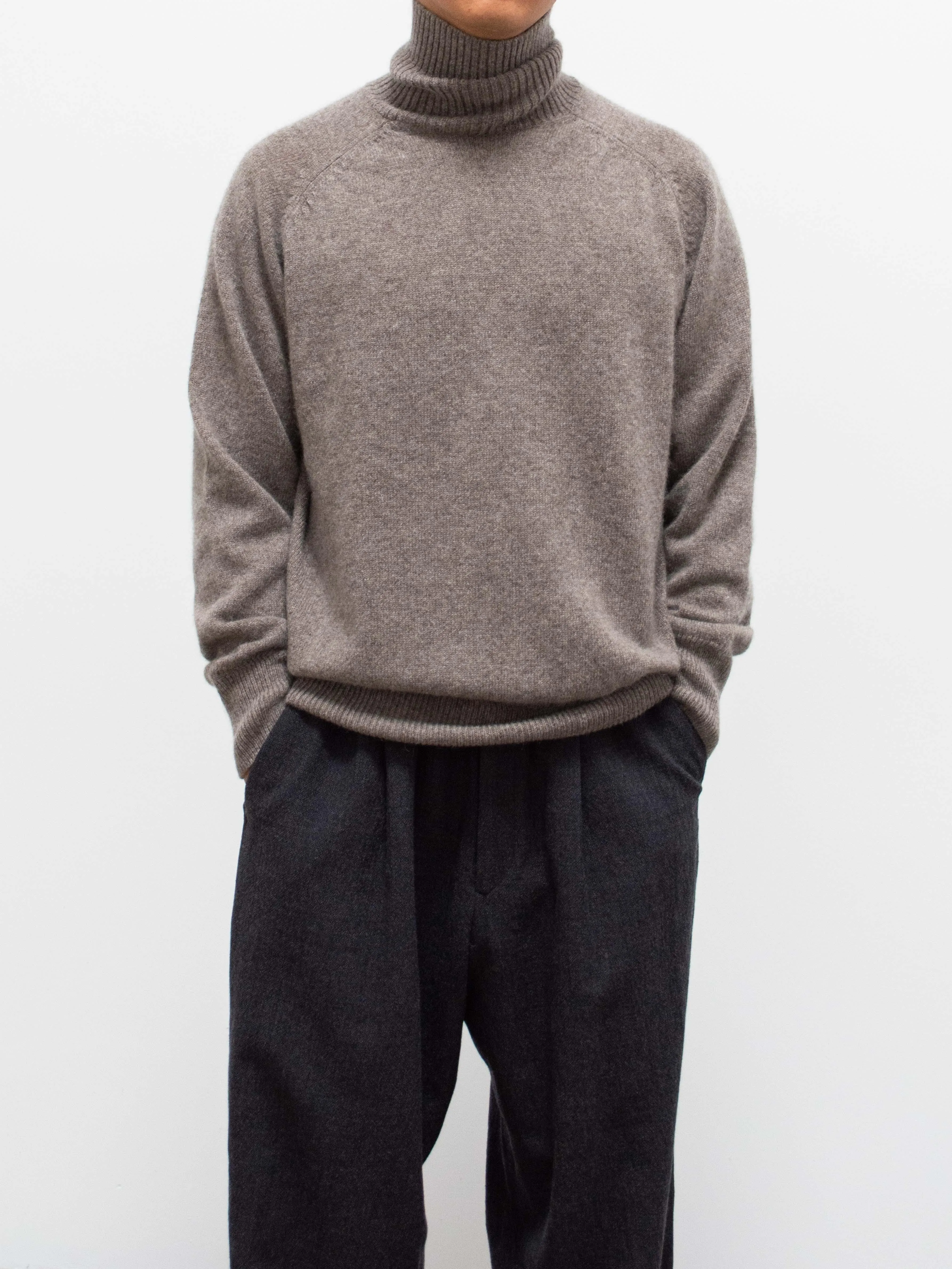 Wool Yak Turtleneck Knit - Greige