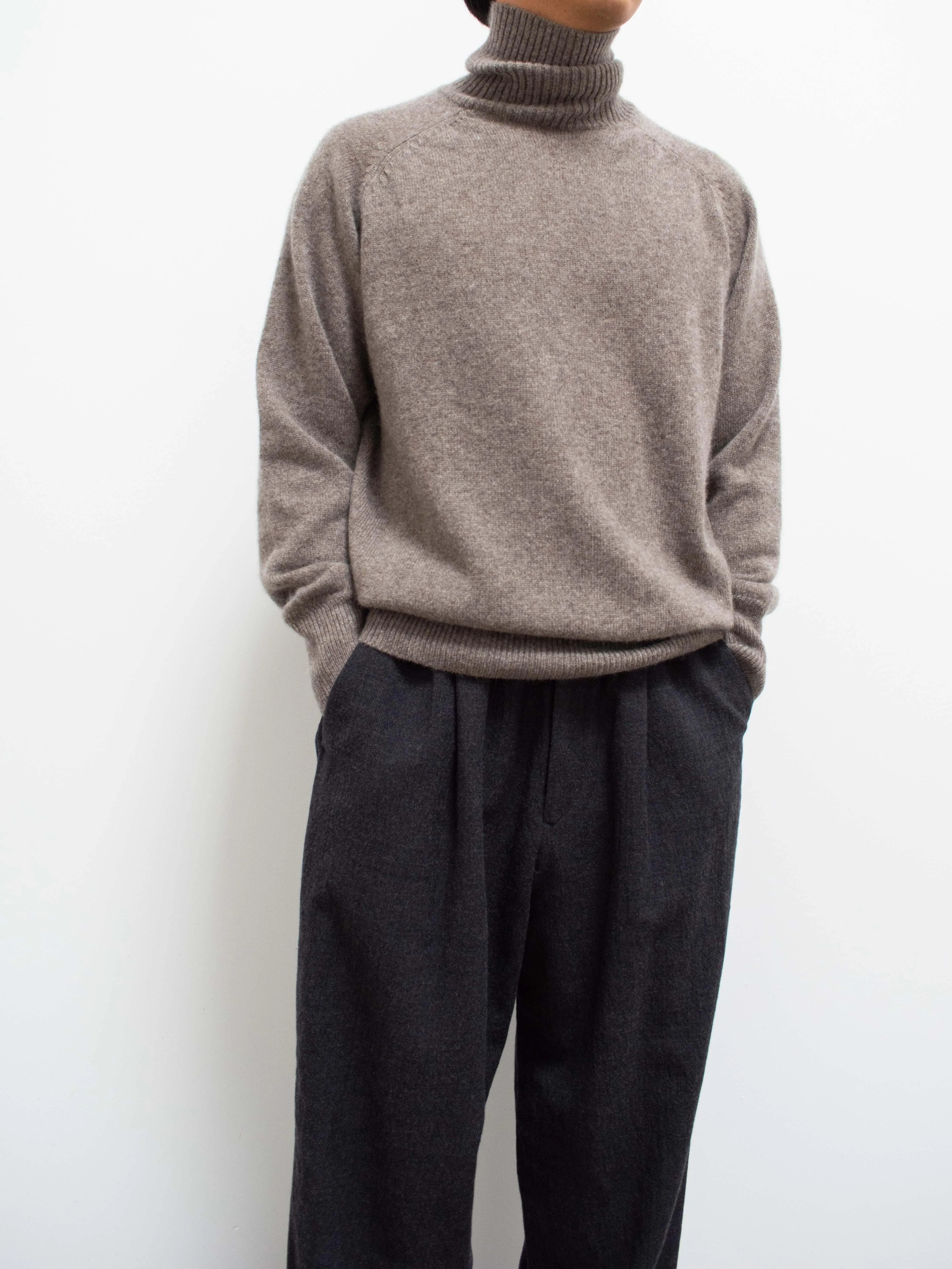 Wool Yak Turtleneck Knit - Greige