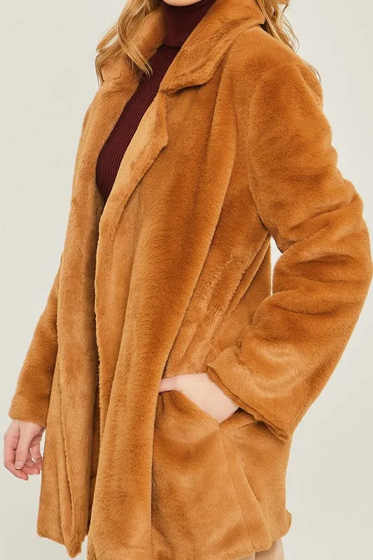 Woven Solid Teddy Collar Coat