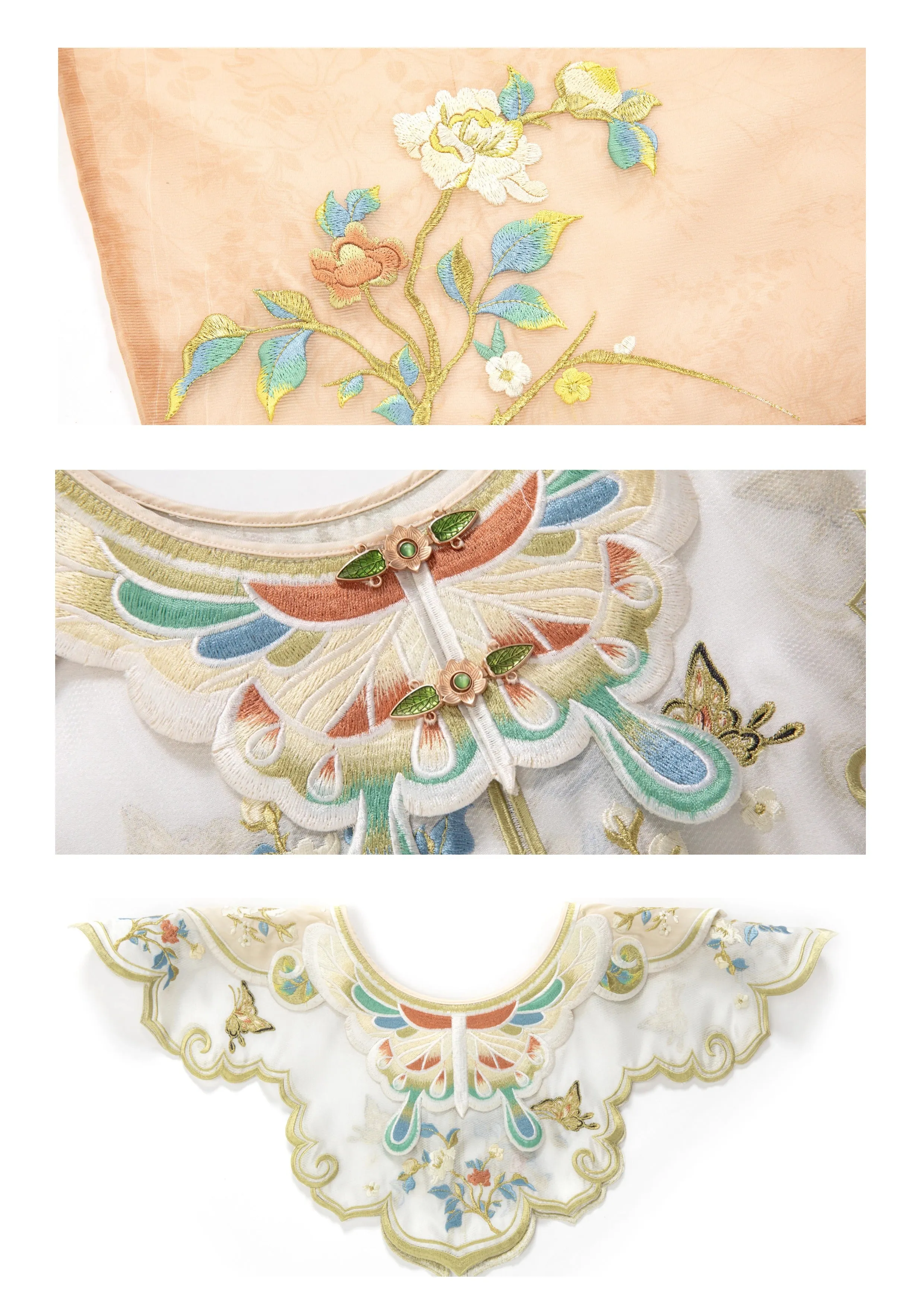 Yeyou Mancao 野有蔓草 Wild Vines Ming Dynasty Embroidered Aoqun Cloud Collar Set